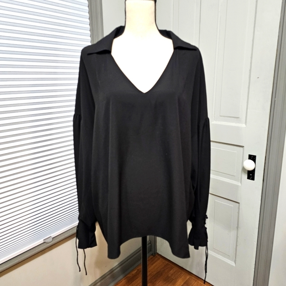 Eloquii Lace up Sleeve Pullover Top